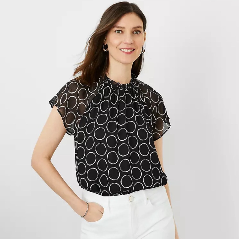 ANN TAYLOR Circle Shirred Raglan Top NWT